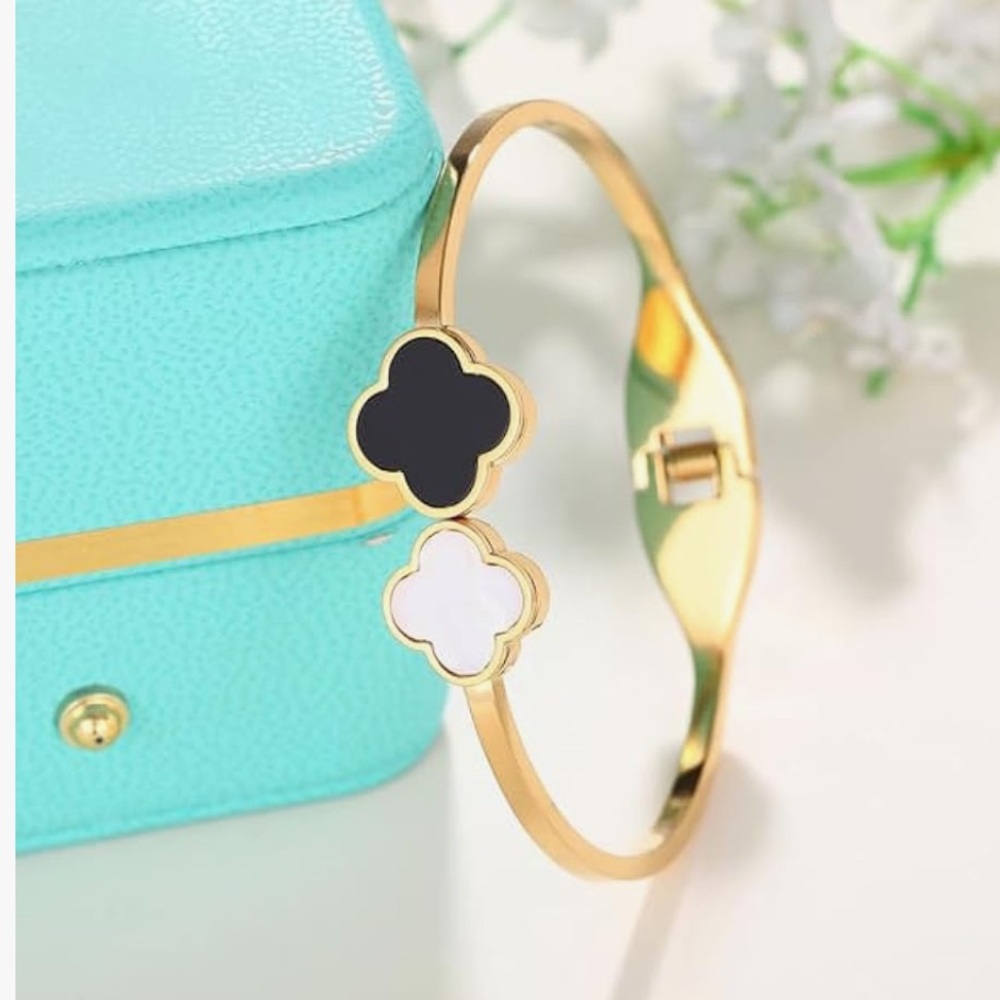 Largo-High Quality Stainless Steel 18KGold Plated Clover Bracelet WZ Whi…